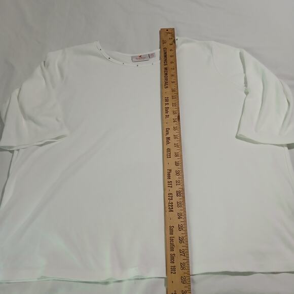 Quacker Factory 2X White 3/4 slv T-Shirt & Blue Full-Zip Bedazzled Vest 2 items! - Picture 13 of 15